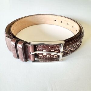 New Mezlan Men's Brown Woven  Leather Belt Made in Spain Size 36